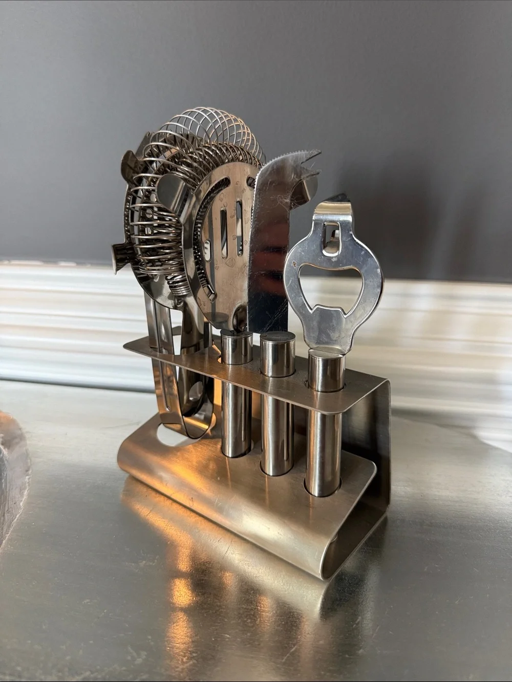 Stainless Steel Bar Tool Set with Stand